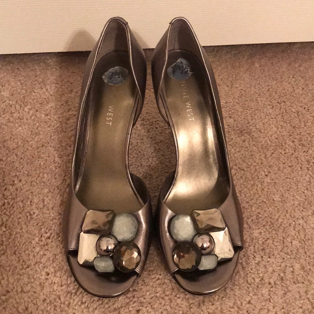 Gray Metallic Heels